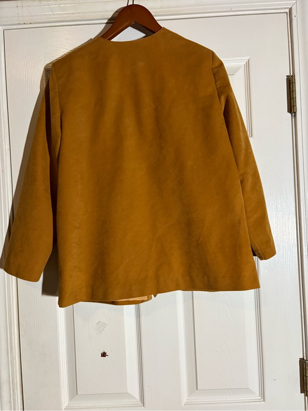 Women's Long Sleeve Dress with Mustard Yellow Open-Front Jacket - Picture 5 of 5
